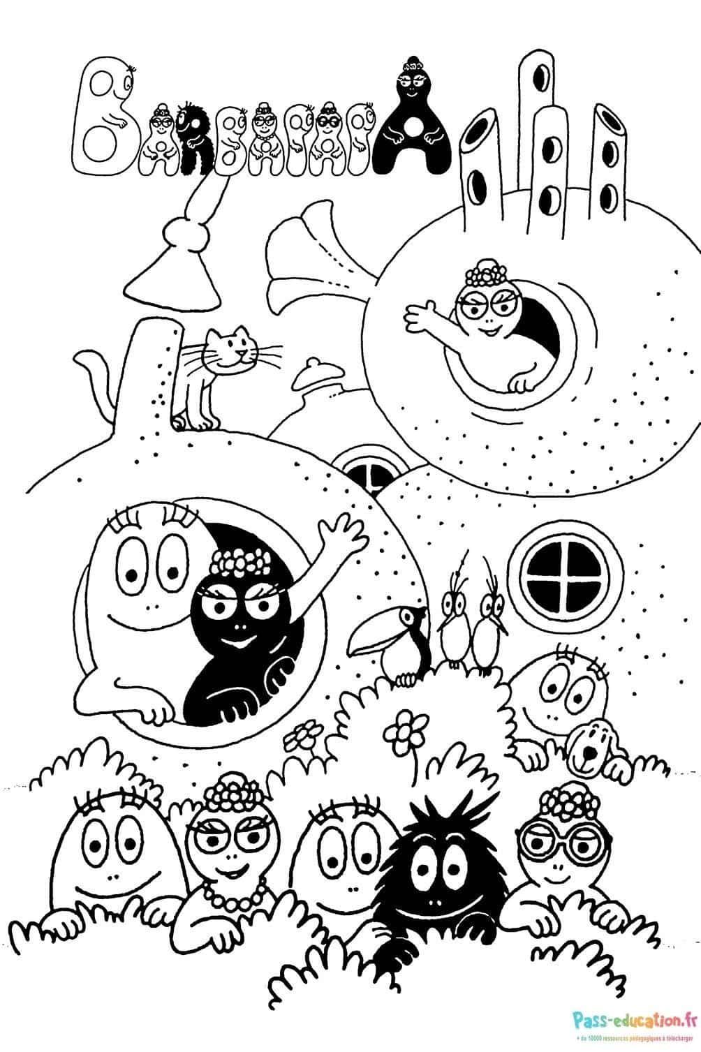 Coloriage Barbapapa famille à imprimer et colorier