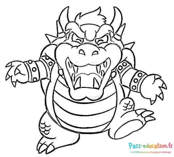 Coloriage Bowser féroce à imprimer et colorier