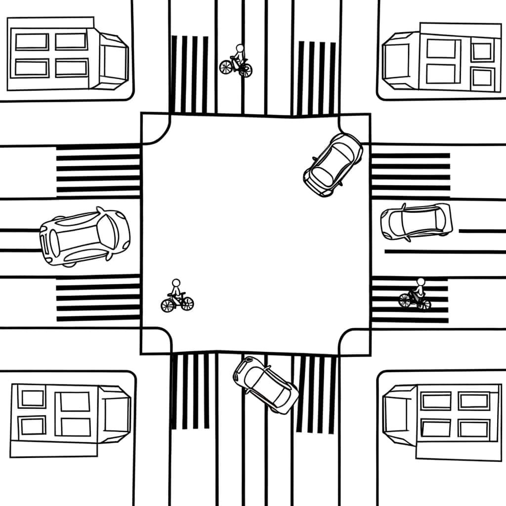 Coloriage Intersection routière à imprimer et colorier