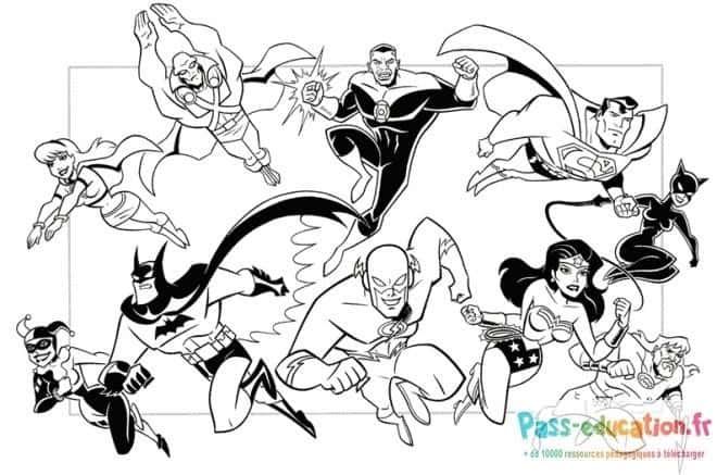 Coloriage Super-héros en action à imprimer et colorier