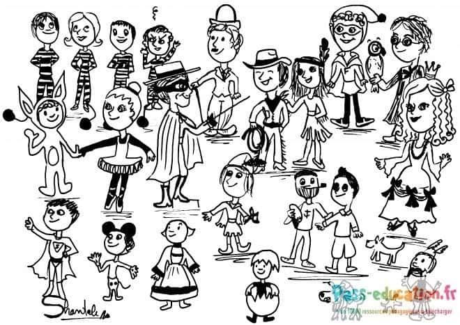 Coloriage Carnaval joyeux à imprimer et colorier