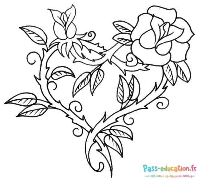 Coloriage Dessin de rose stylisée à imprimer et colorier