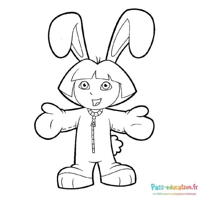 Coloriage Dora en Lapin à imprimer et colorier