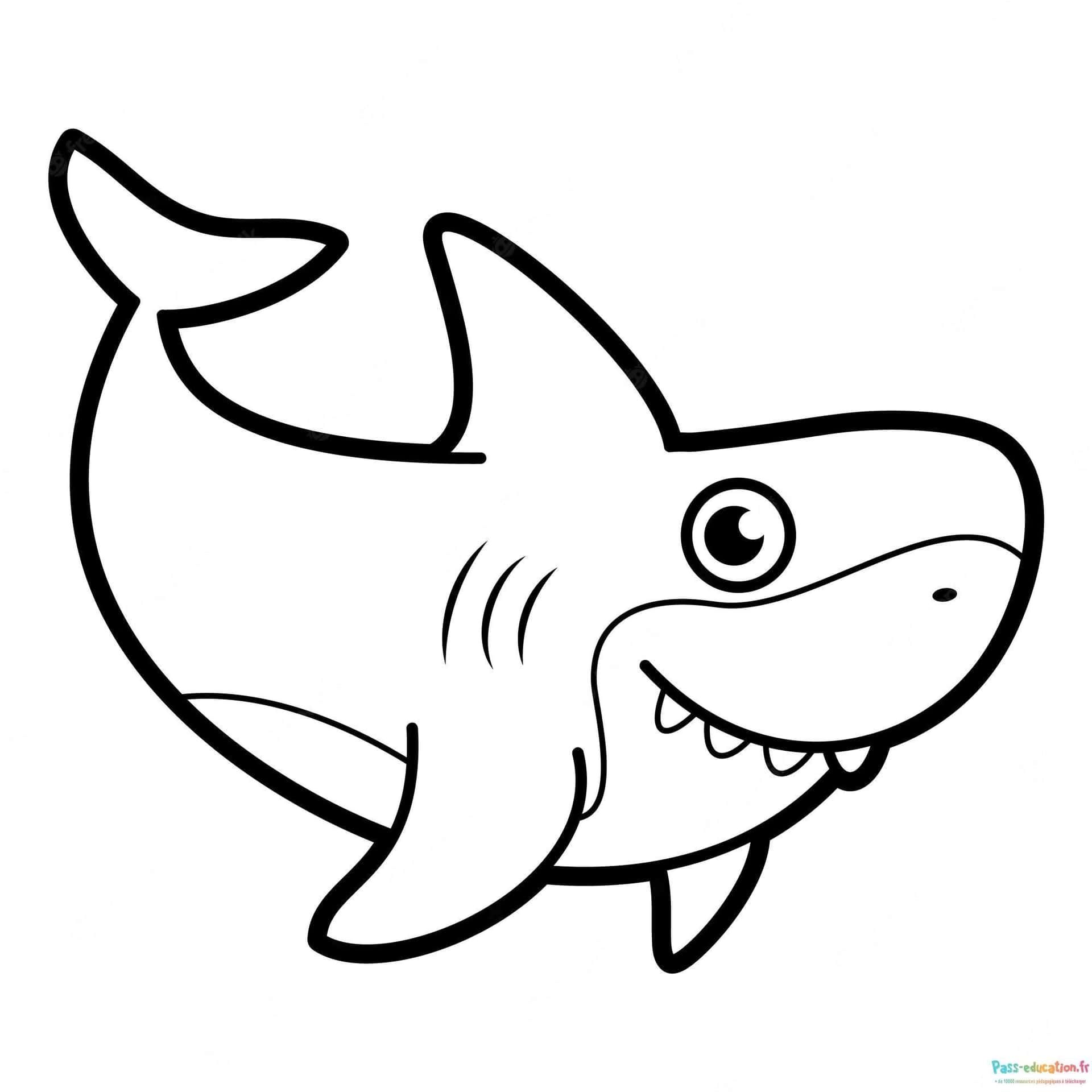 Coloriage Requin souriant à imprimer et colorier