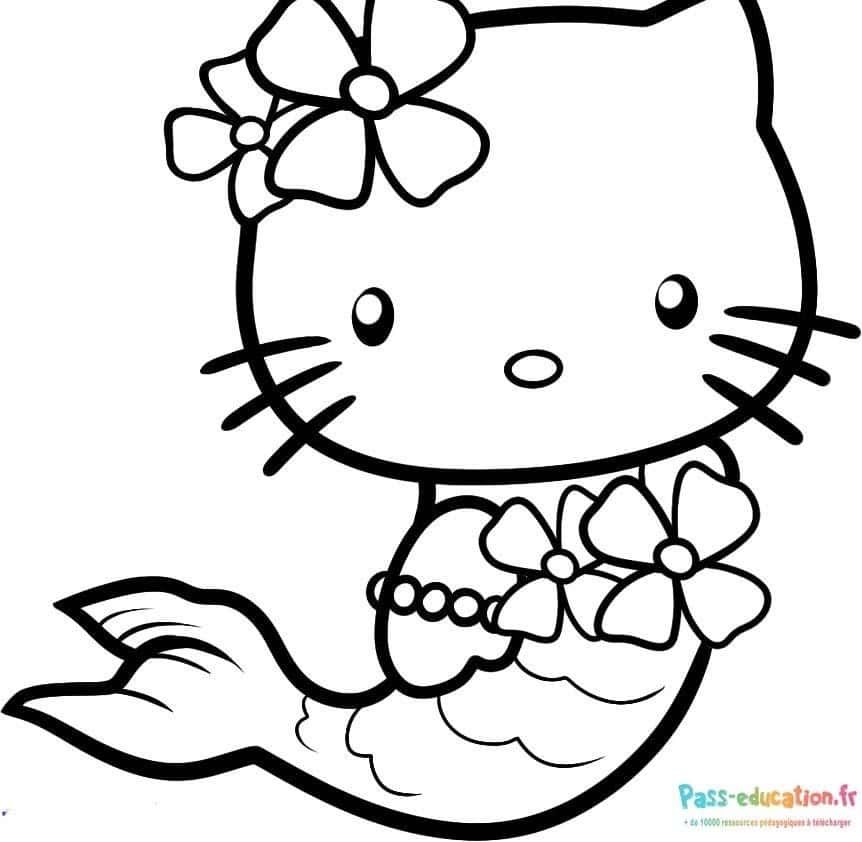 Coloriage Hello Kitty sirène à imprimer et colorier