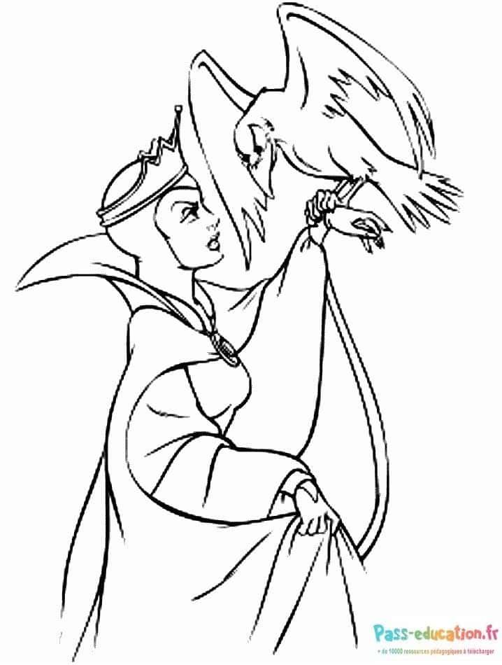 Coloriage Princesse et oiseau à imprimer et colorier