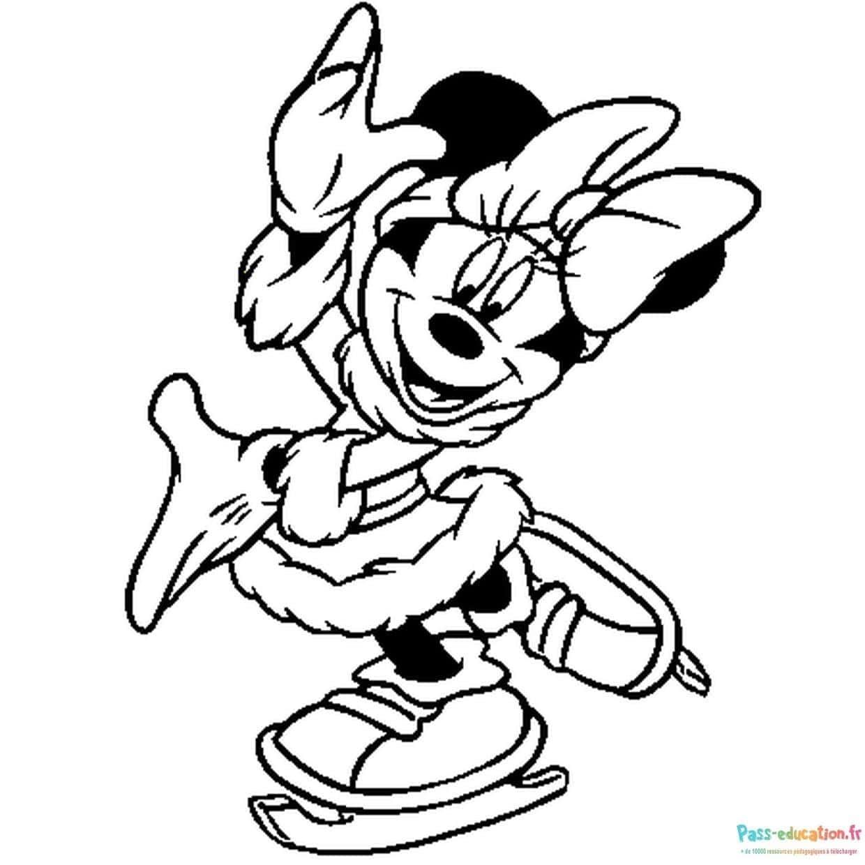 Coloriage Minnie en patins à imprimer et colorier