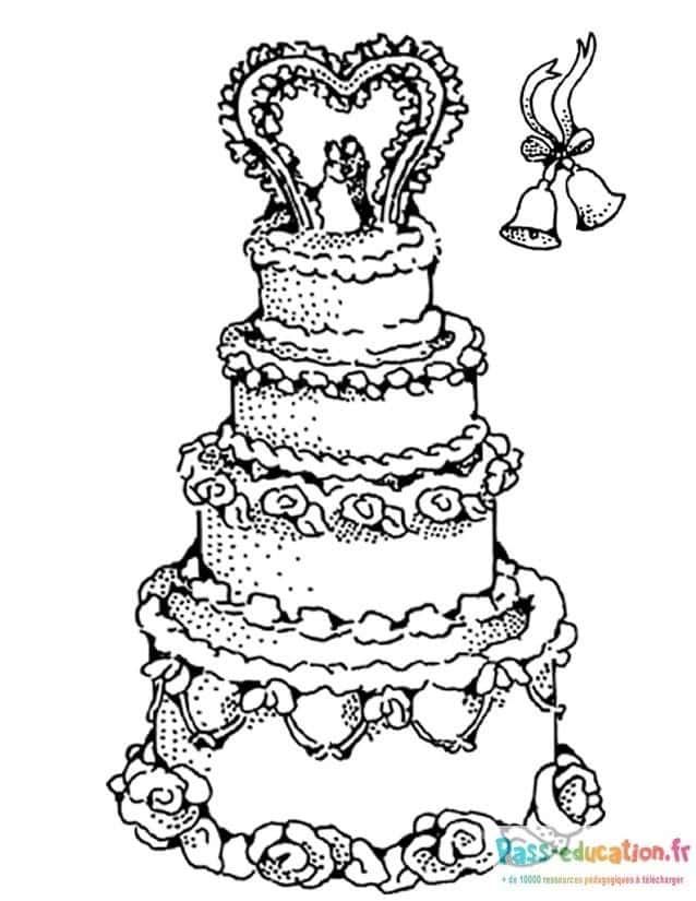 Coloriage Gâteau de mariage à imprimer et colorier
