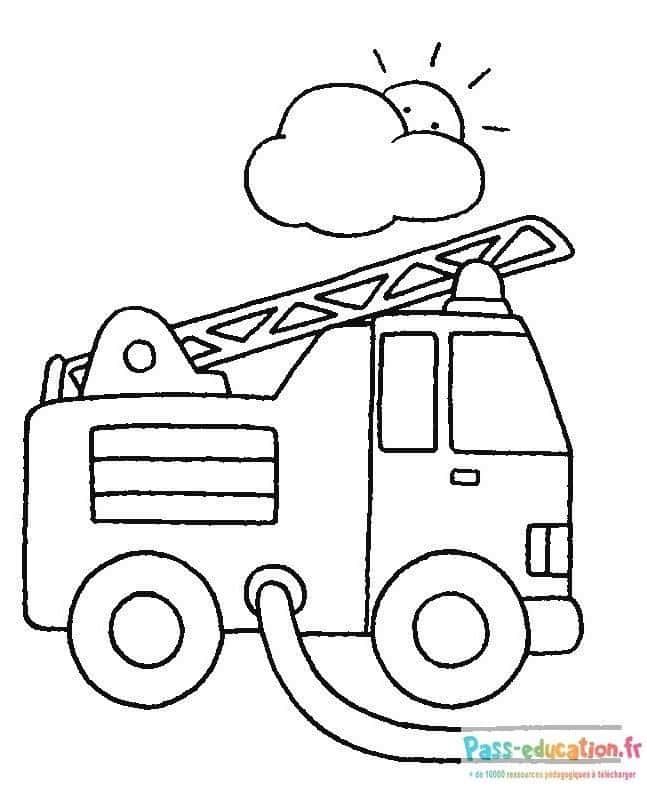 Coloriage Camion de pompier à imprimer et colorier