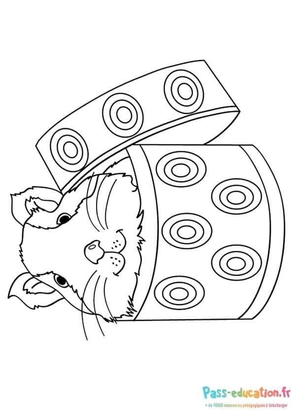 Coloriage Chaton dans boÃ®te à imprimer et colorier