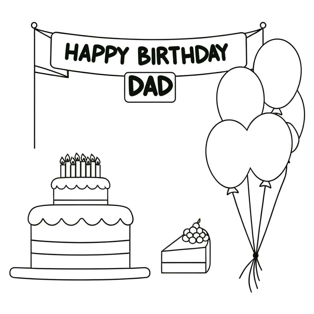 Coloriage Anniversaire Papa à imprimer et colorier