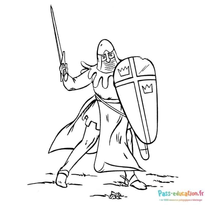 Coloriage Chevalier en armure à imprimer et colorier