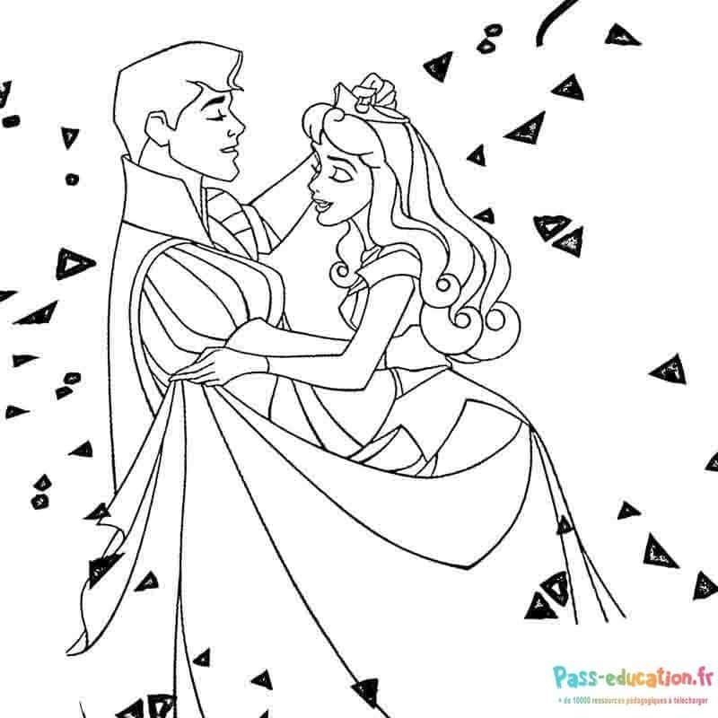 Coloriage Danse avec princesse à imprimer et colorier