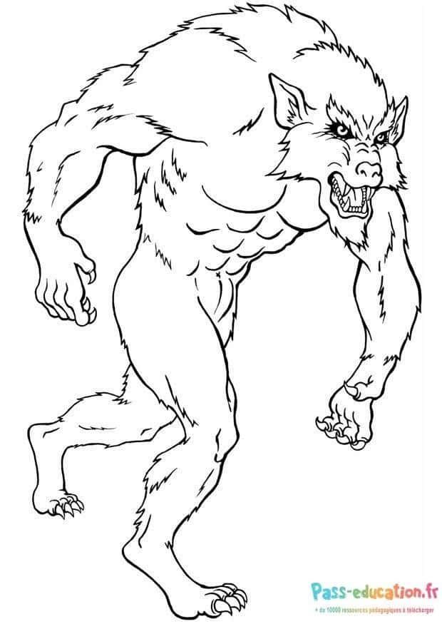 Coloriage Loup-garou féroce à imprimer et colorier
