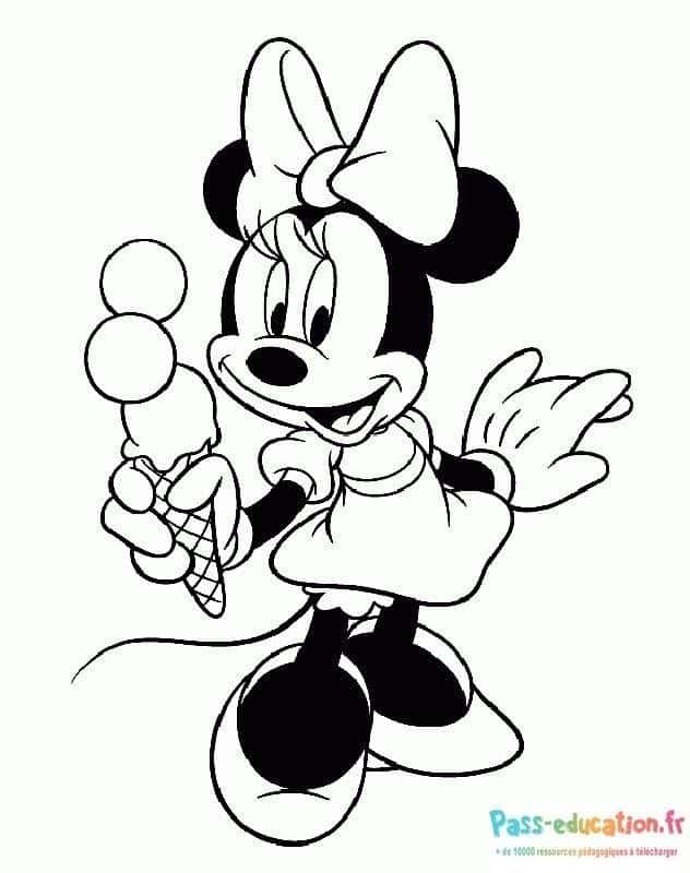 Coloriage Minnie avec glace à imprimer et colorier