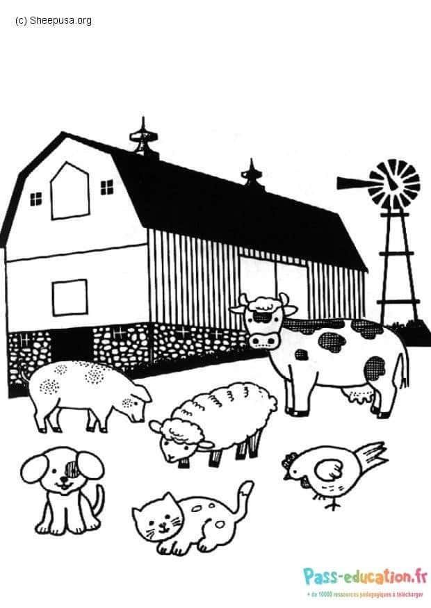 Coloriage Ferme animée à imprimer et colorier