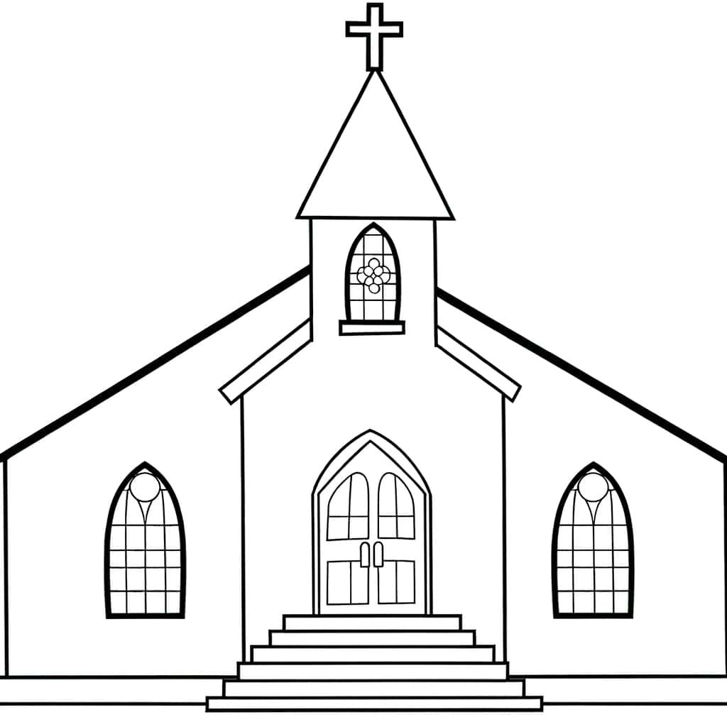 Coloriage Église chrétienne à imprimer et colorier