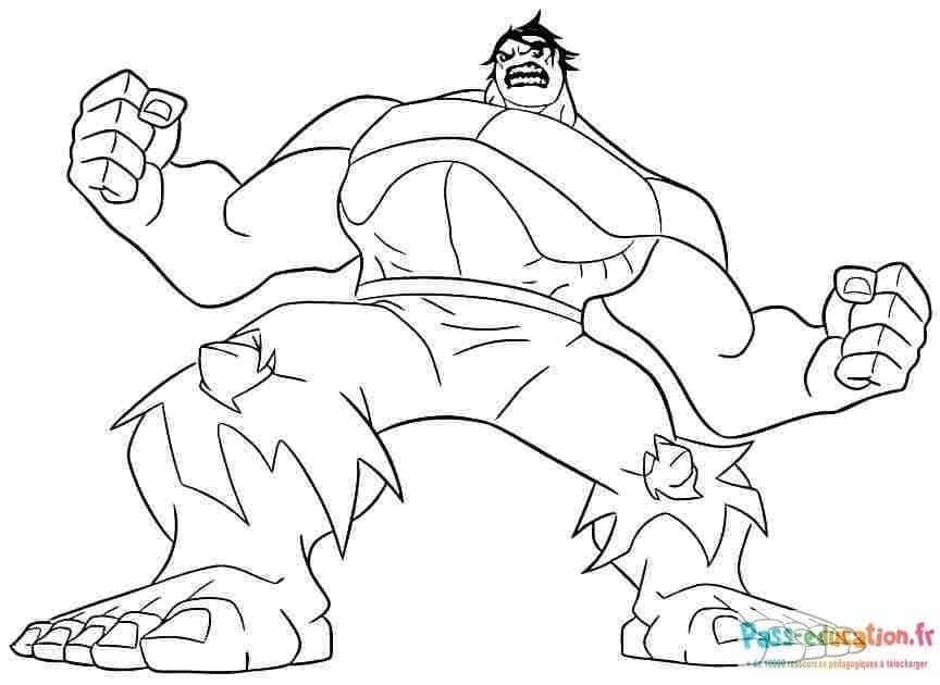 Coloriage Hulk en action à imprimer et colorier
