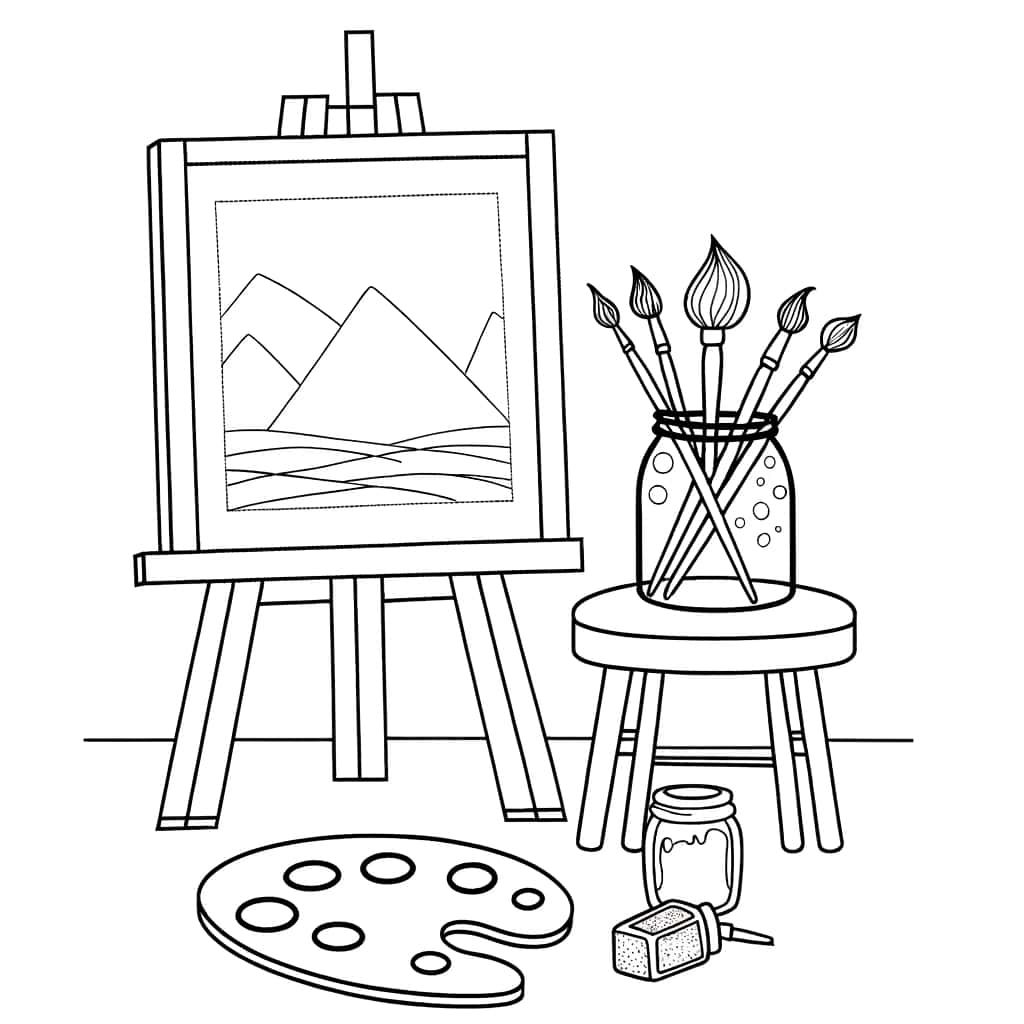 Coloriage Atelier d'artiste à imprimer et colorier