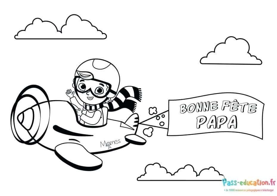 Coloriage Avion de papier pour papa à imprimer et colorier