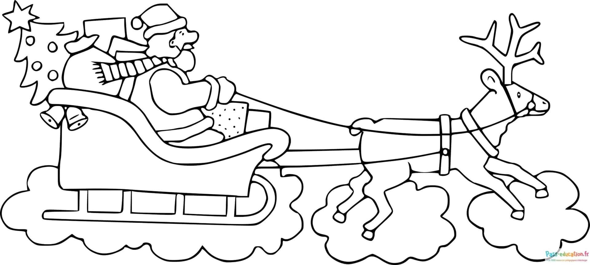 Coloriage Traineau Père Noël à imprimer et colorier