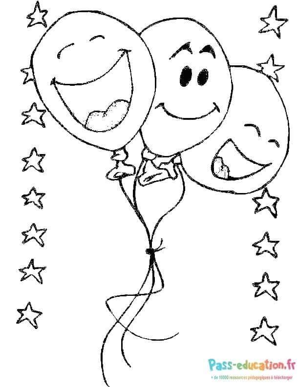 Coloriage Ballons joyeux à imprimer et colorier