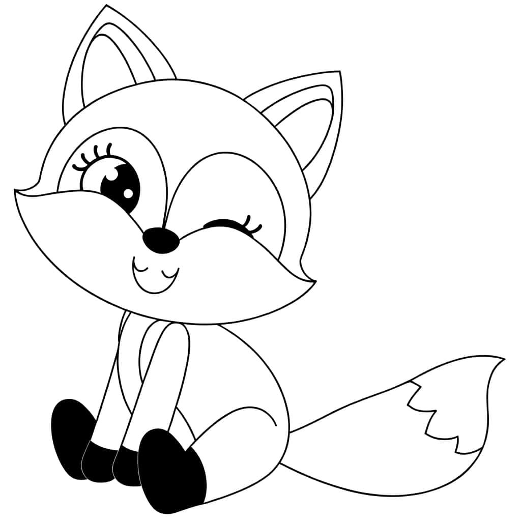 Coloriage Bébé Renard à imprimer et colorier