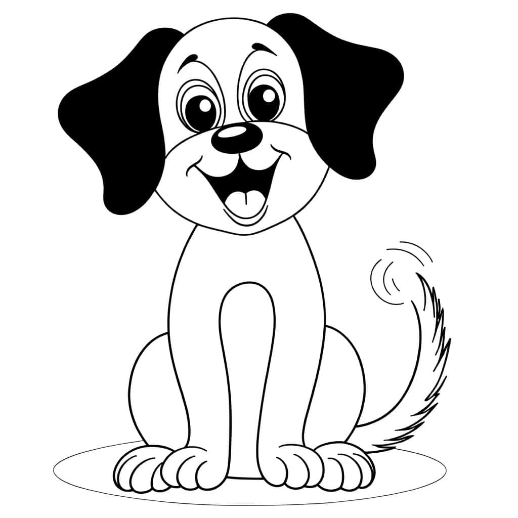 Coloriage Chiot joyeux à imprimer et colorier