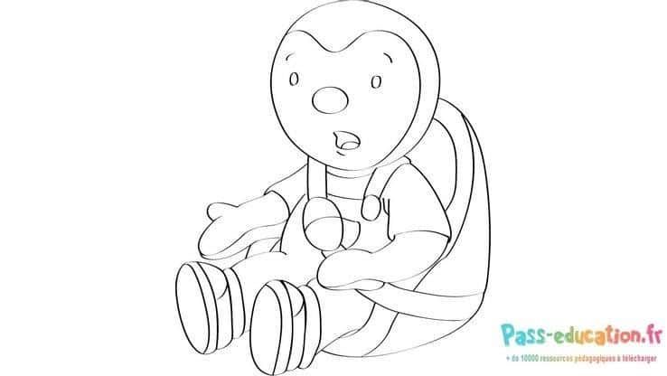 Coloriage T'choupi assis à imprimer et colorier