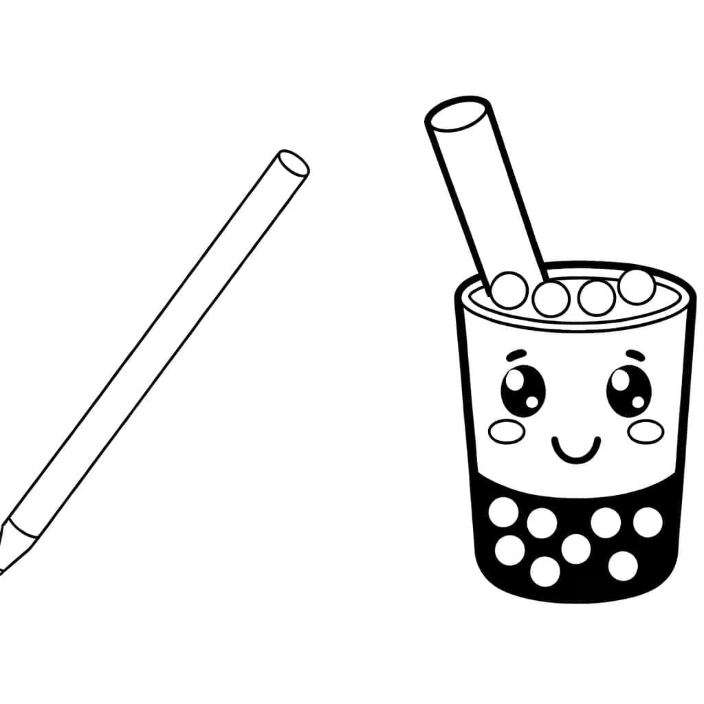 Coloriage Bubble Tea kawaii à imprimer et colorier