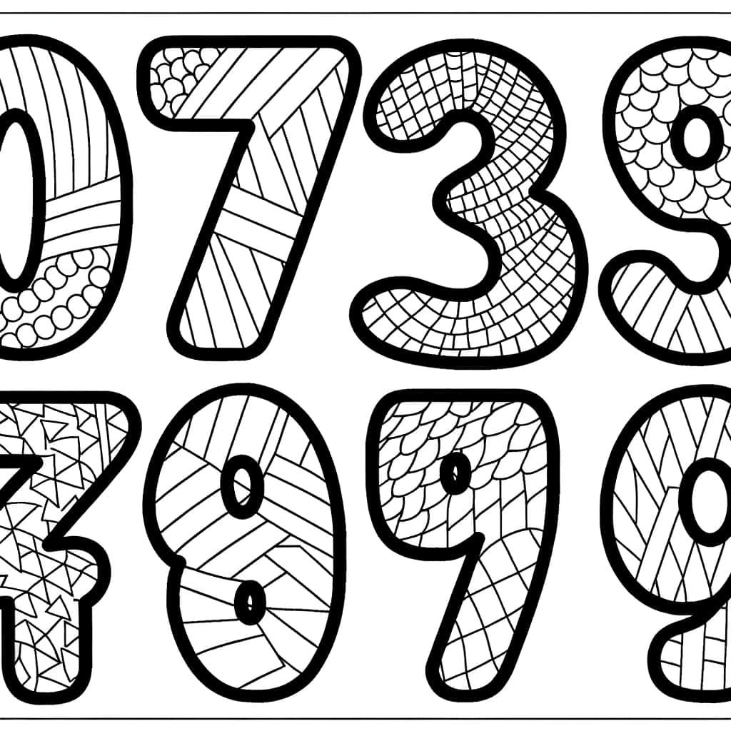 Coloriage Chiffres décoratifs à imprimer et colorier