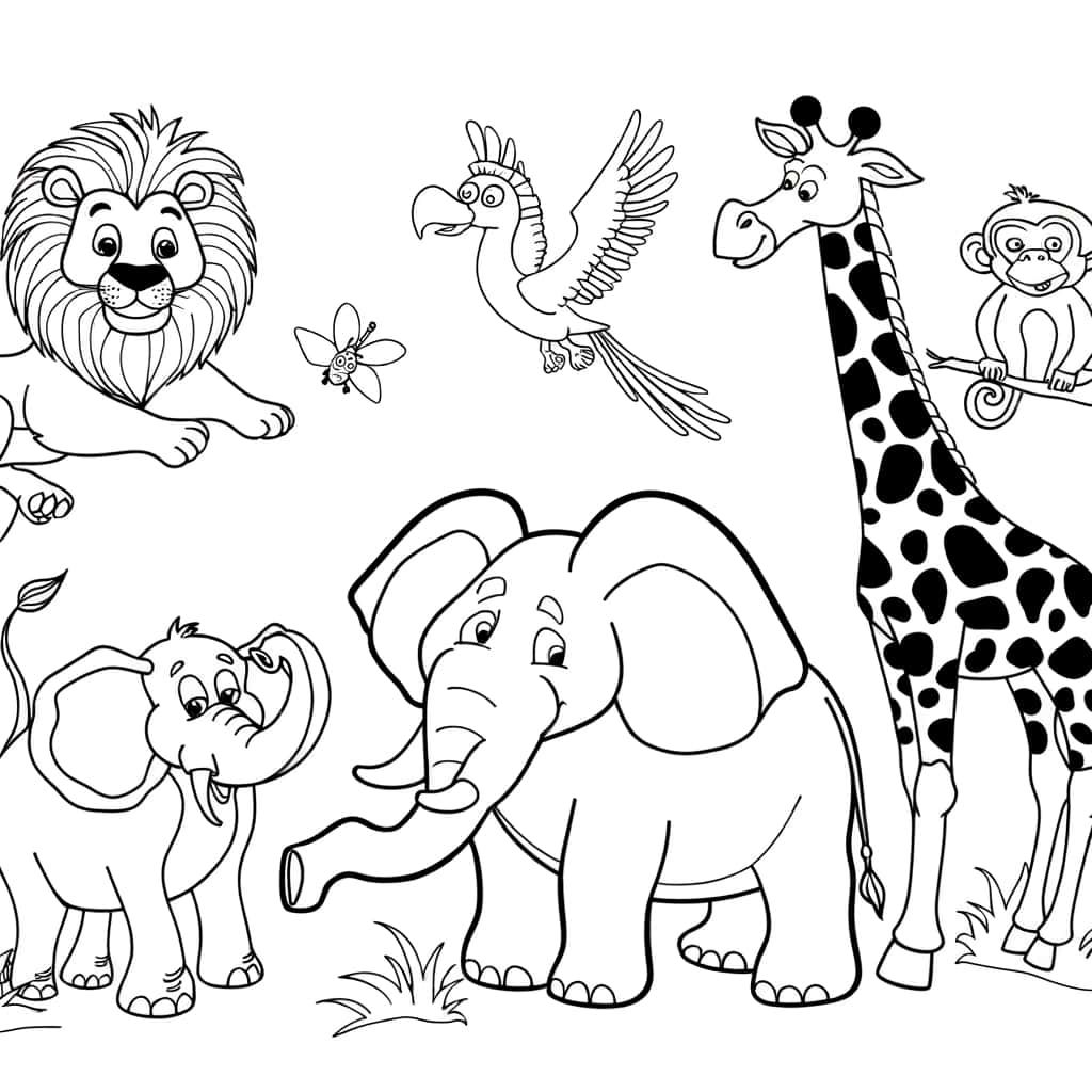 Coloriage Animaux du zoo à imprimer et colorier