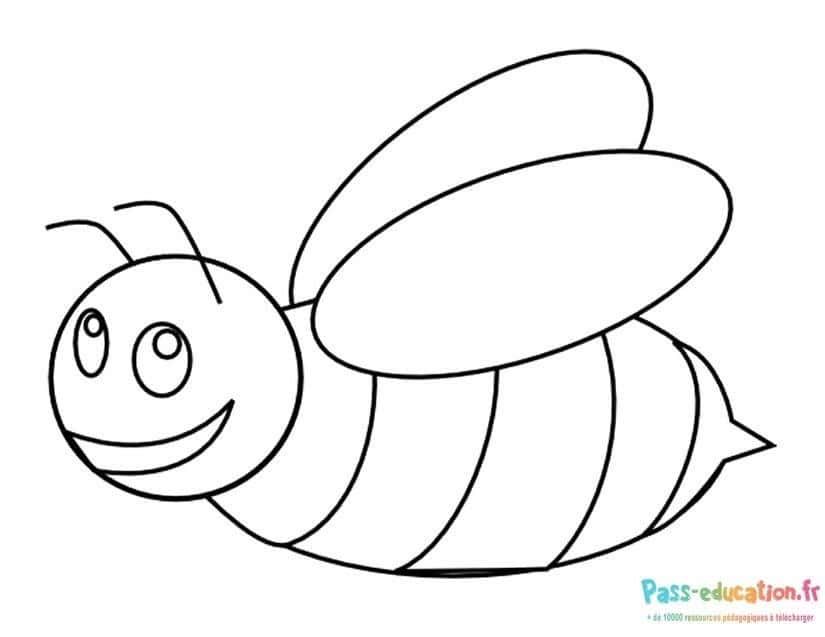 Coloriage Abeille souriante à imprimer et colorier