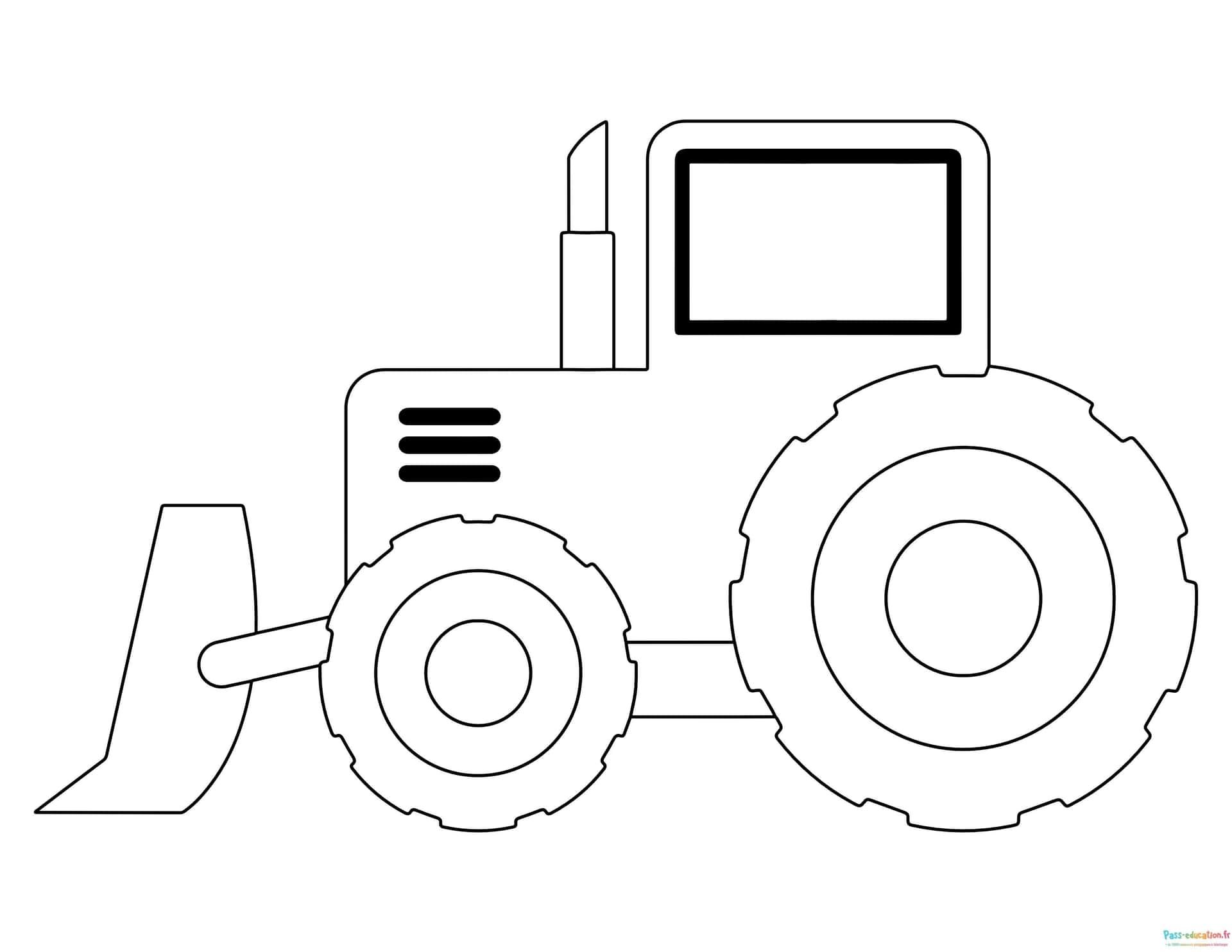 Coloriage Tracteur avec pelle à imprimer et colorier