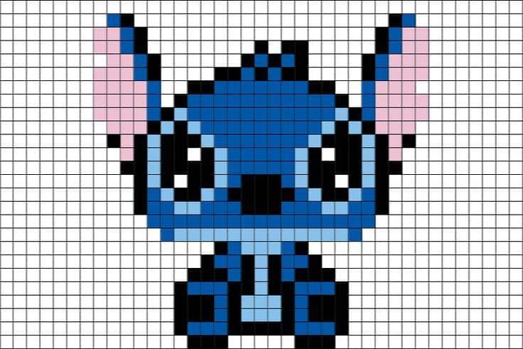 Coloriage Stitch en pixel à imprimer et colorier