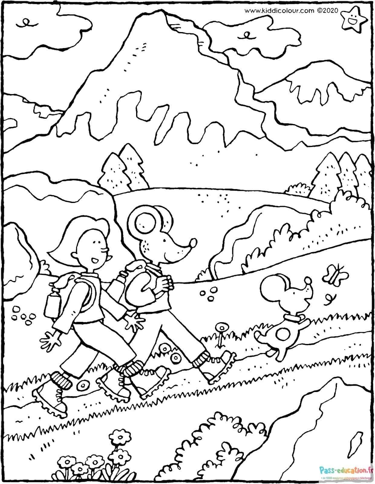 Coloriage Randonnée en montagne à imprimer et colorier