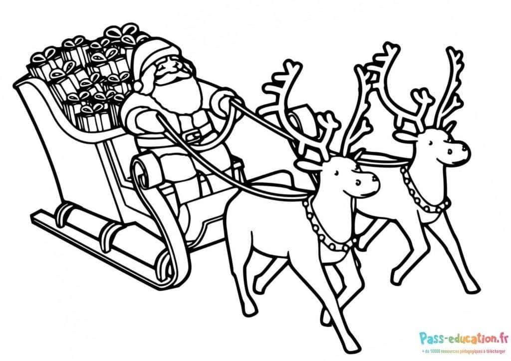 Coloriage Traineau Père Noël à imprimer et colorier