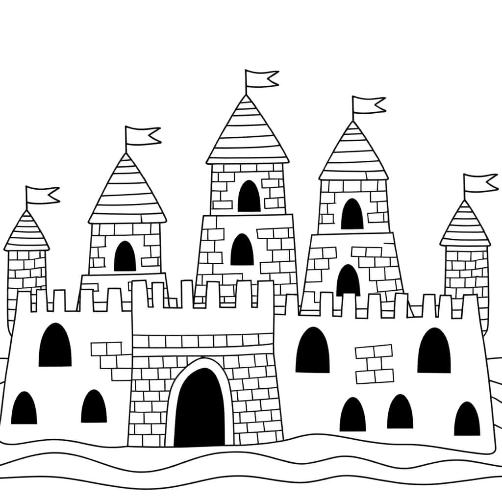 Coloriage Château de sable à imprimer et colorier