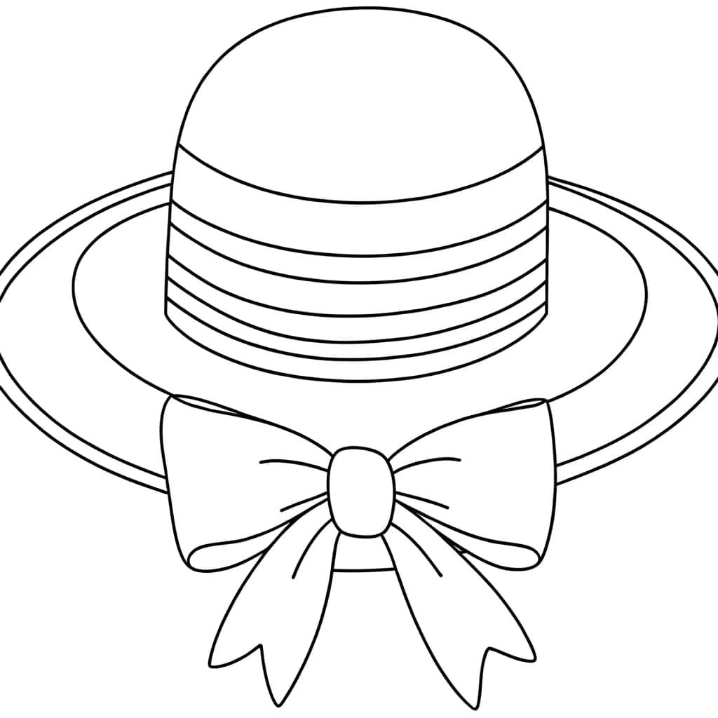 Coloriage Chapeau élégant avec noeud à imprimer et colorier