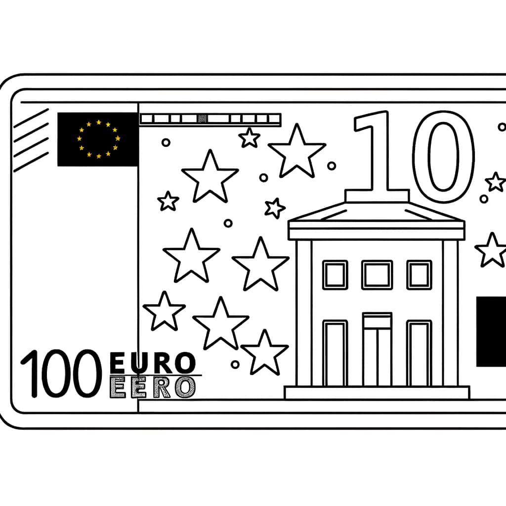 Coloriage Billet Euros à imprimer et colorier