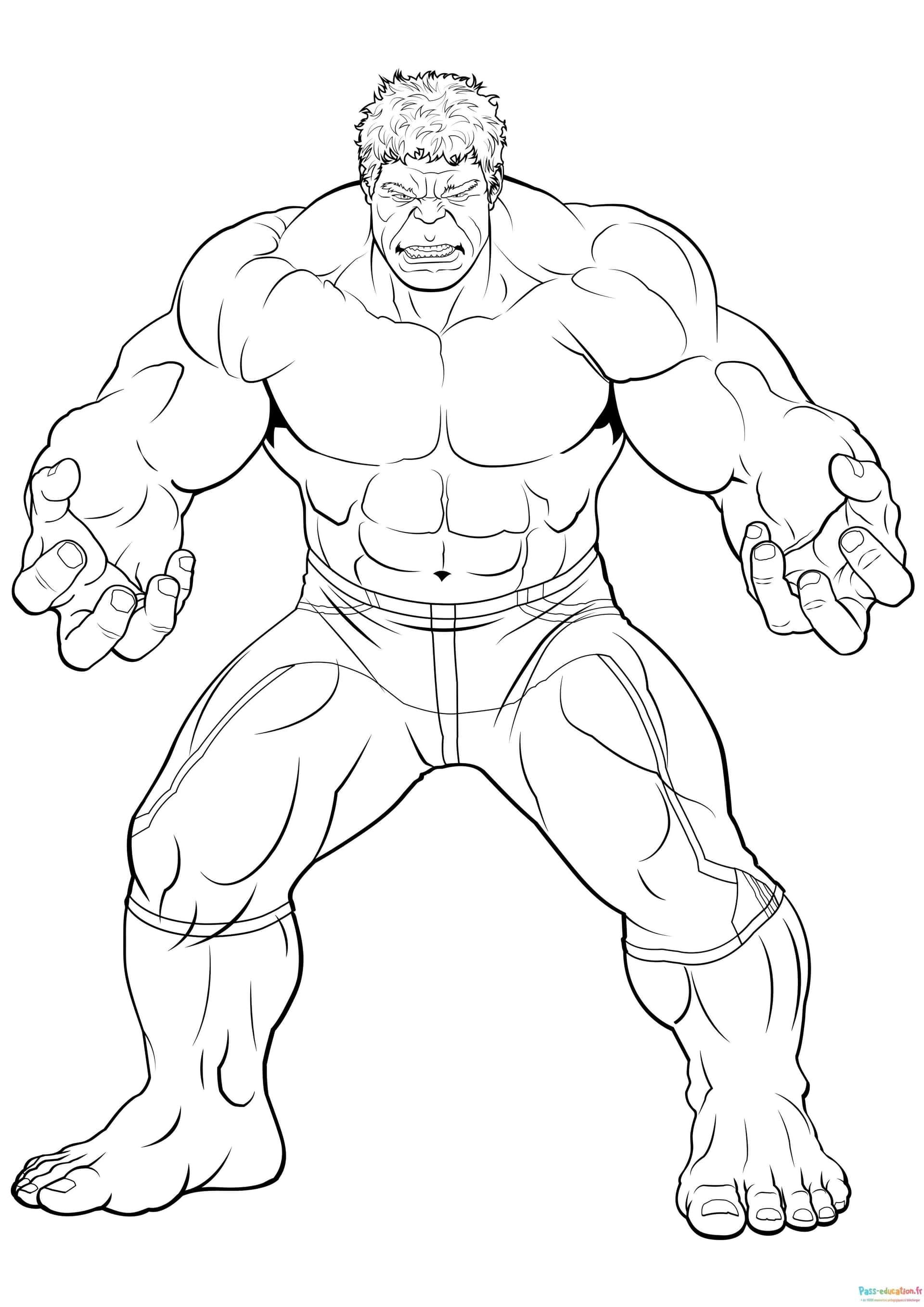 Coloriage Hulk musclé à imprimer et colorier