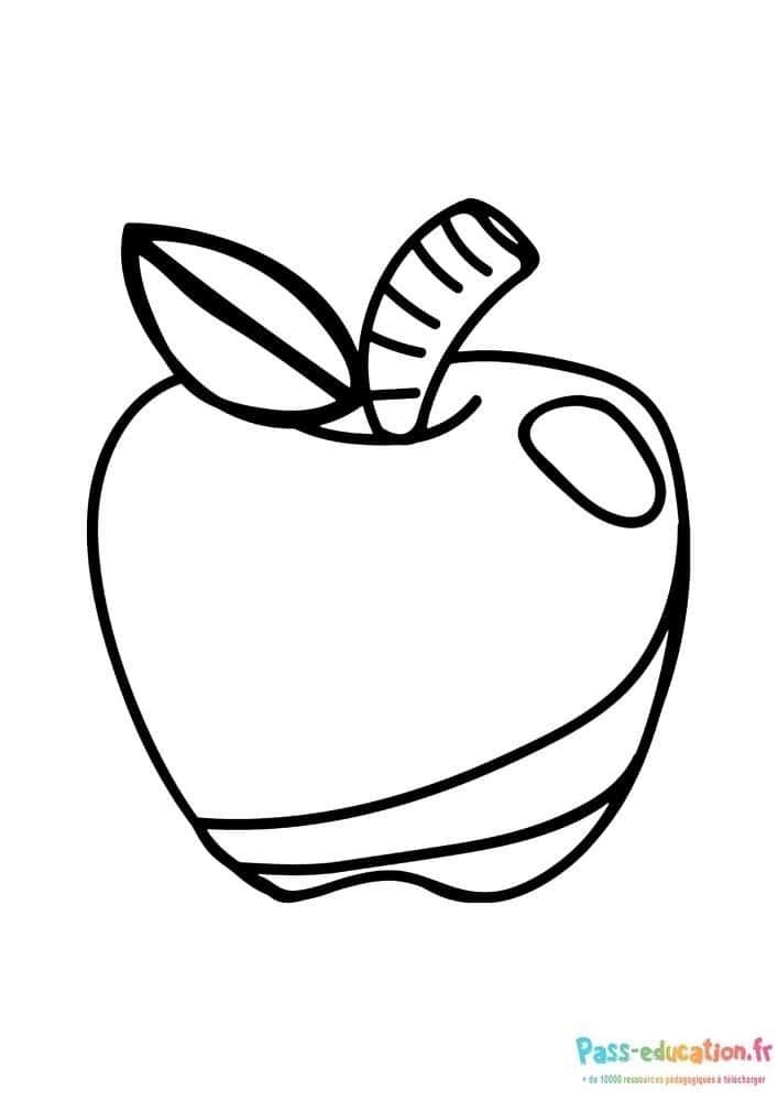 Coloriage Pomme stylisée à imprimer et colorier