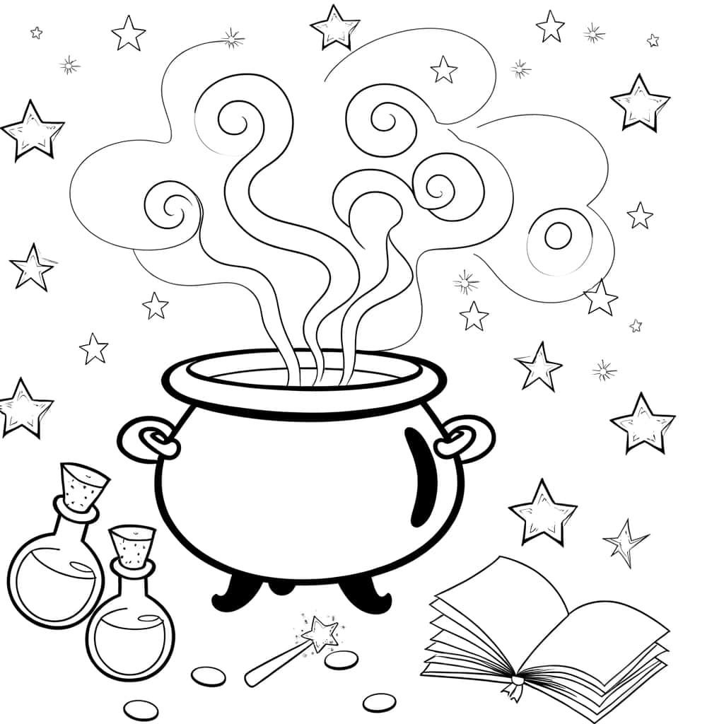 Coloriage Chaudron magique à imprimer et colorier