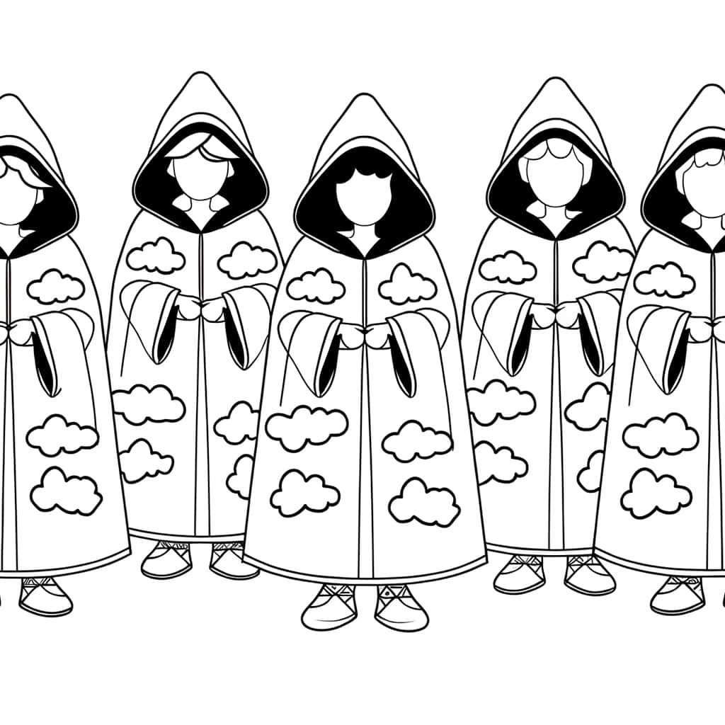 Coloriage Akatsuki nuages à imprimer et colorier