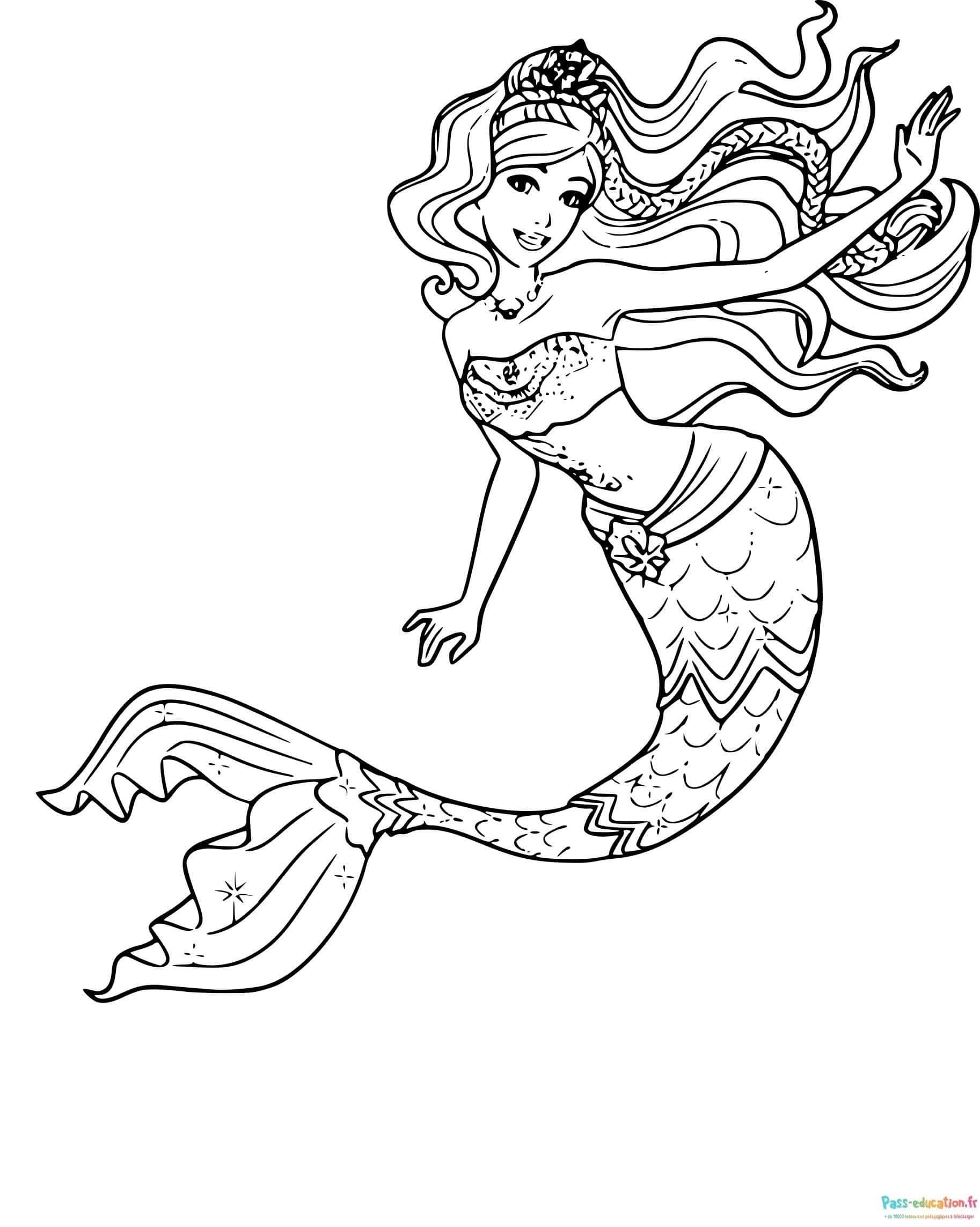 Coloriage Sirène élégante à imprimer et colorier