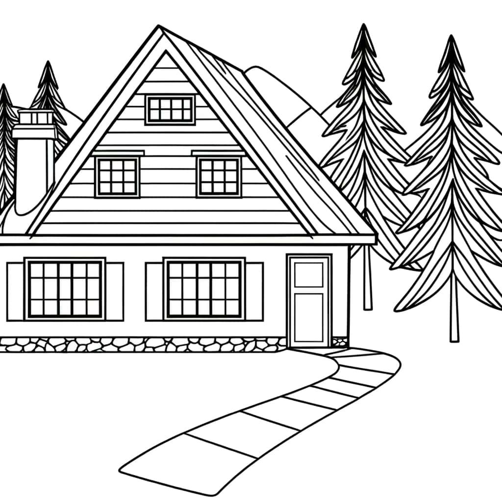 Coloriage Chalet en montagne à imprimer et colorier