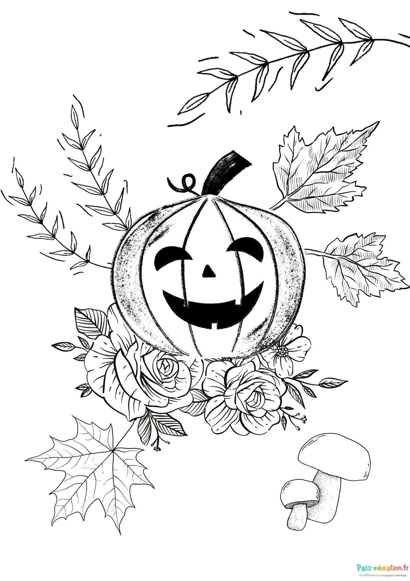 Coloriage Citrouille souriante à imprimer et colorier