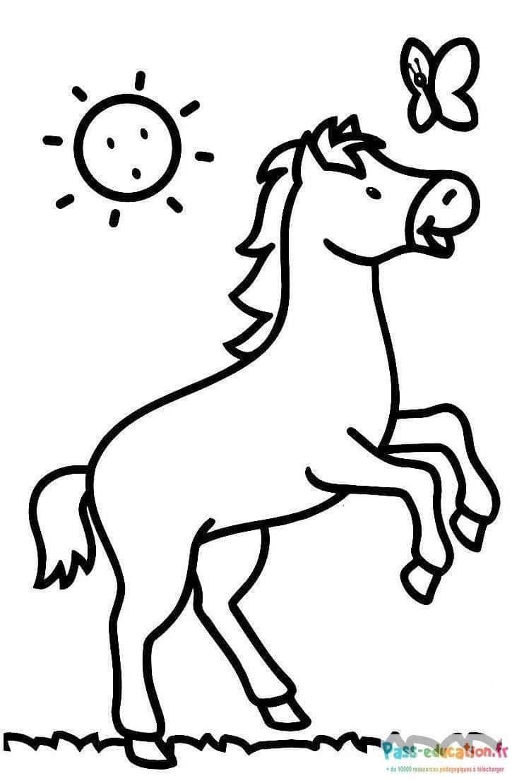 Coloriage Cheval enjoué à imprimer et colorier