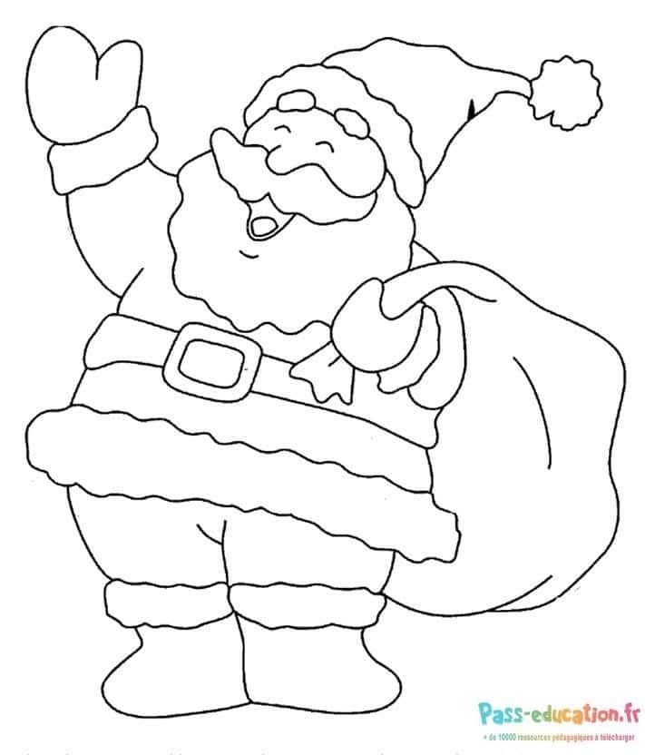 Coloriage Père Noël souriant à imprimer et colorier