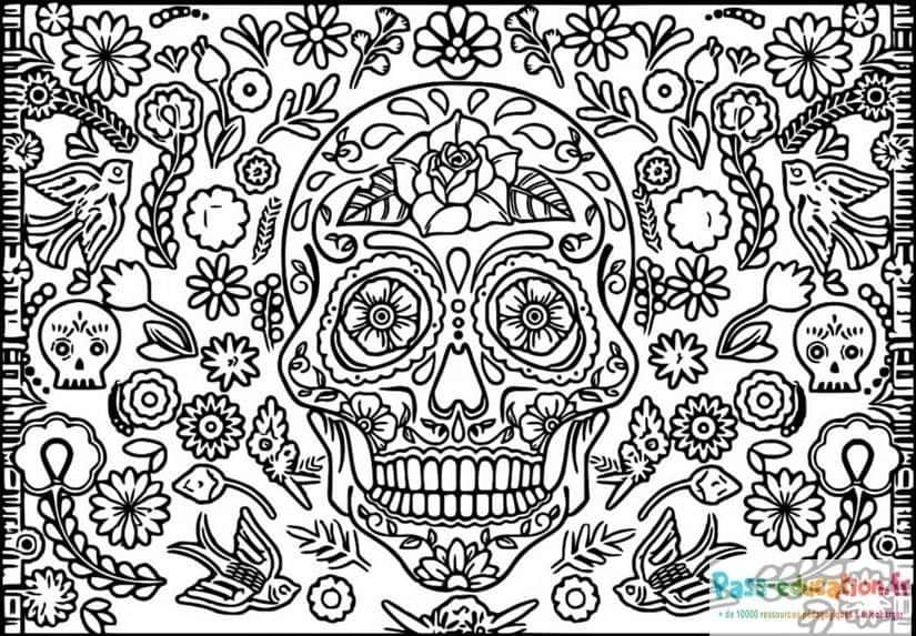 Coloriage Tête de mort mexicaine à imprimer et colorier